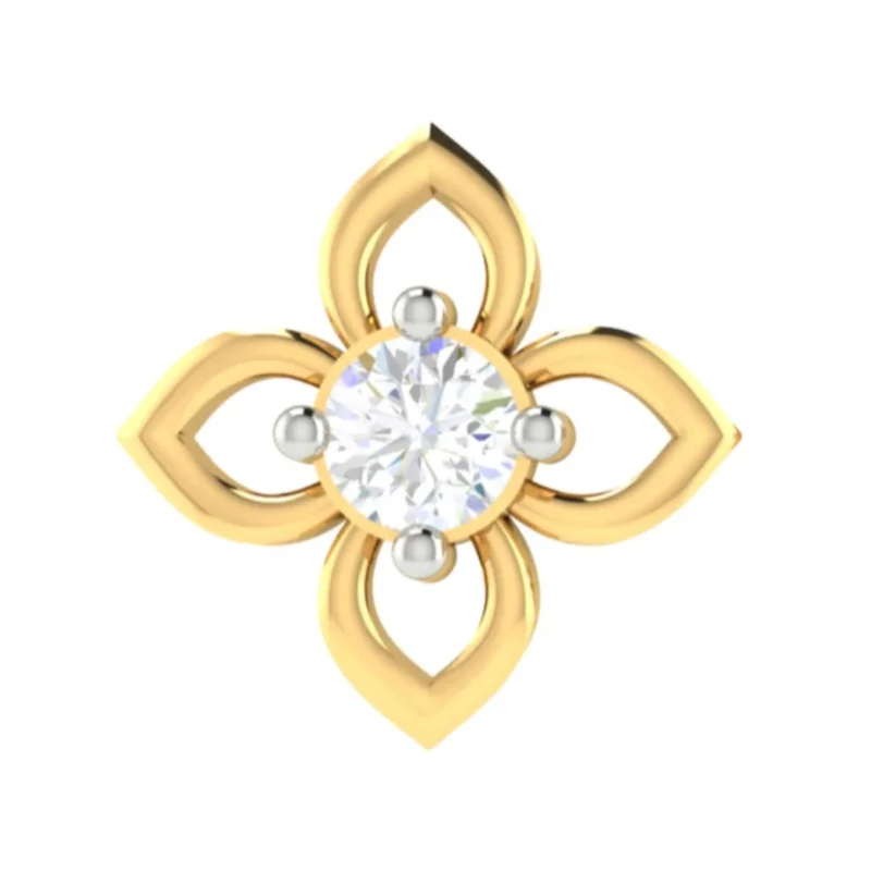 18K Solid Gold 0.20CT Symmetrical Petals Diamond Nose Pin