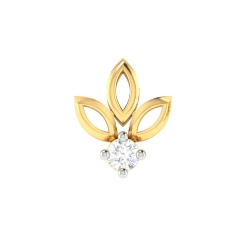 18K Solid Gold 0.05CT Quadrelle Diamond Nose Pin