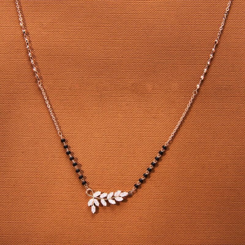 18K Solid Gold 02 CT Rose Gold Diamond Tanmaniya Necklace