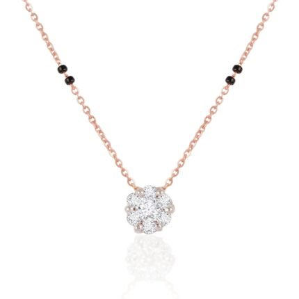 18K Solid Gold 02 CT Dainty Diamond Cluster Mangalsutra