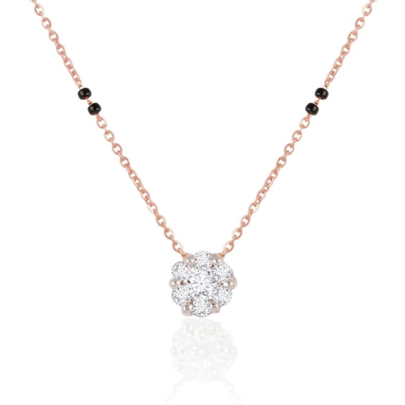 18K Solid Gold 02 CT Dainty Diamond Cluster Mangalsutra