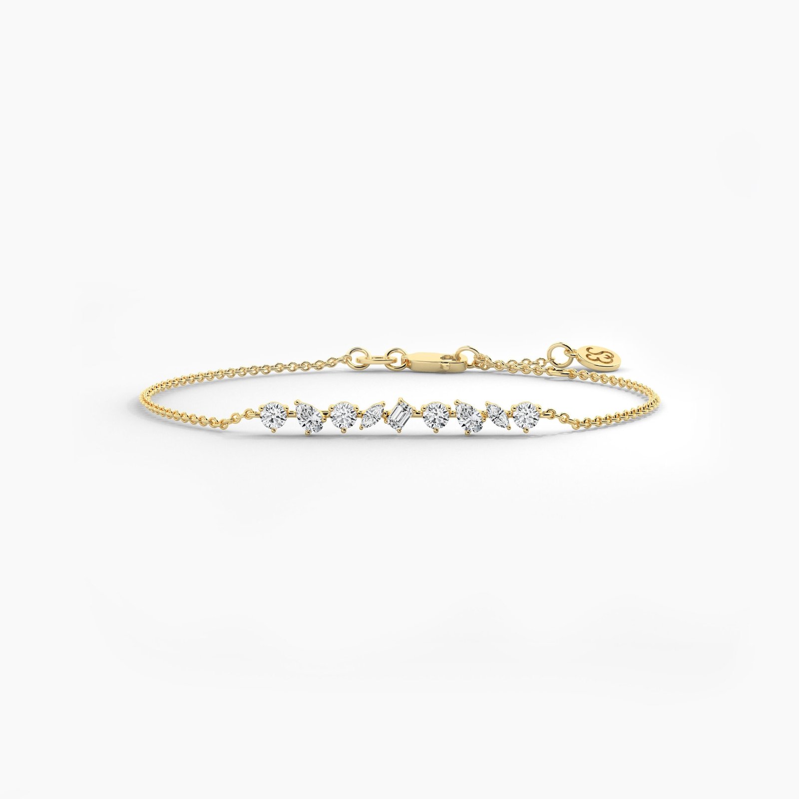 18K Solid Gold 0.90CT Dainty Multi-Shape Diamond Bracelet 18K Solid Gold 0.90CT Dainty Multi-Shape Diamond Bracelet