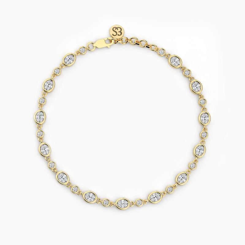 18K Solid Gold 1.75CT to 2.75CT Oval Cut Diamond Tennis Bracelet