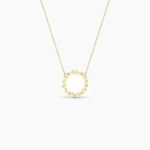 18K Solid Gold 1.33Ct Diamond Cluster Circle Necklace