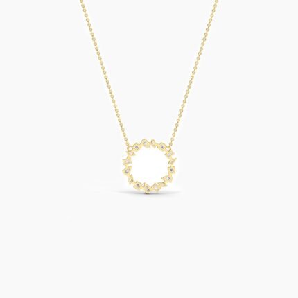 18K Solid Gold 1.33Ct Diamond Cluster Circle Necklace