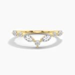 18K Solid Gold 0.82CT Curved Diamond Wedding Band