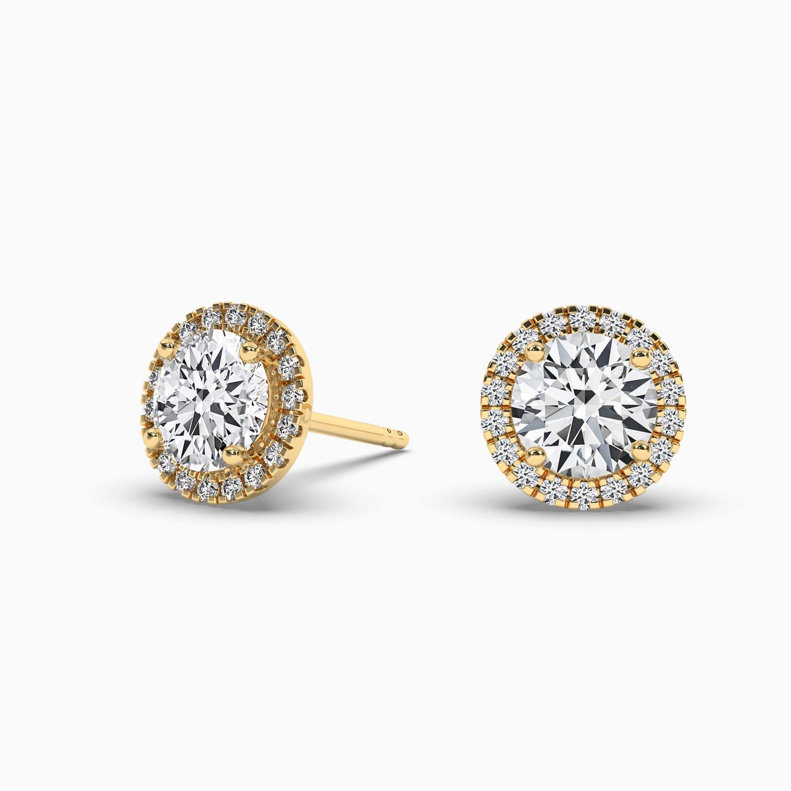 18K Solid Gold 2.20CT Round Cut Diamond Halo Stud Earrings 18K Solid Gold 2.20CT Round Cut Diamond Halo Stud Earrings