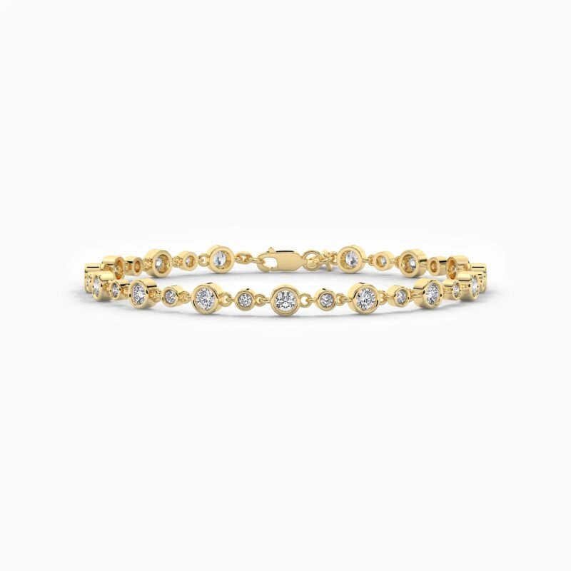 18K Solid Gold 1.00CT to1.70CT Round Cut Diamond Tennis Bracelet