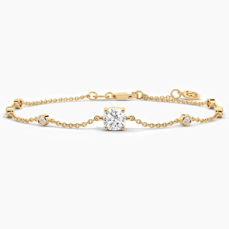 18K Solid Gold 1.15CT Cushion Cut Diamond By-the-Yard Bracelet