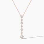18K Solid Gold 1.15 Ct Classic & Round Cut Diamond Lariat Drop Necklace
