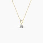 18K Solid Gold 1.03Ct Round Diamond Interlocking Solitaire Necklace