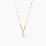 18K Solid Gold Heart & Pear Cut Diamond Drop Necklace