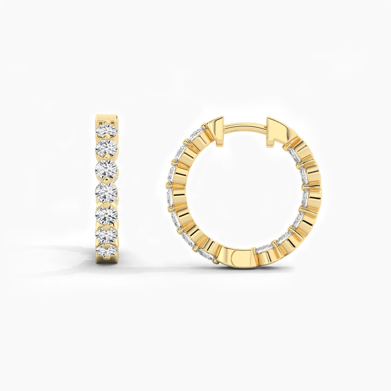 18K Solid Gold 2.20CT Round Cut Diamond Hoop Earrings 18K Solid Gold 2.20CT Round Cut Diamond Hoop Earrings