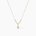 18K Solid Gold 1.59Ct Round Diamond Minimalist Drop Necklace