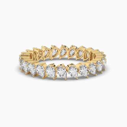 18K Solid Gold 3.33CT Pear Cut Diamond Full Eternity Band Ring