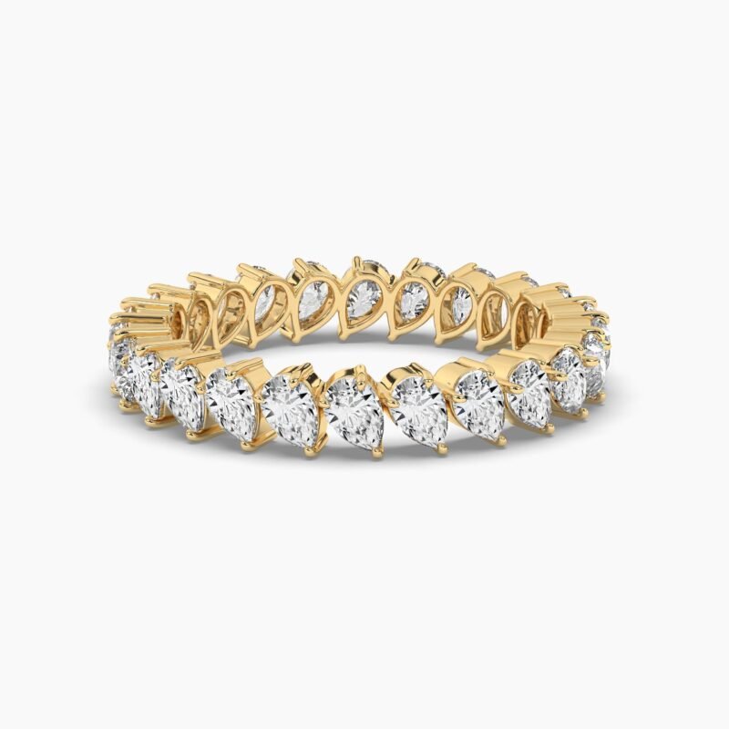 18K Solid Gold 3.33CT Pear Cut Diamond Full Eternity Band Ring
