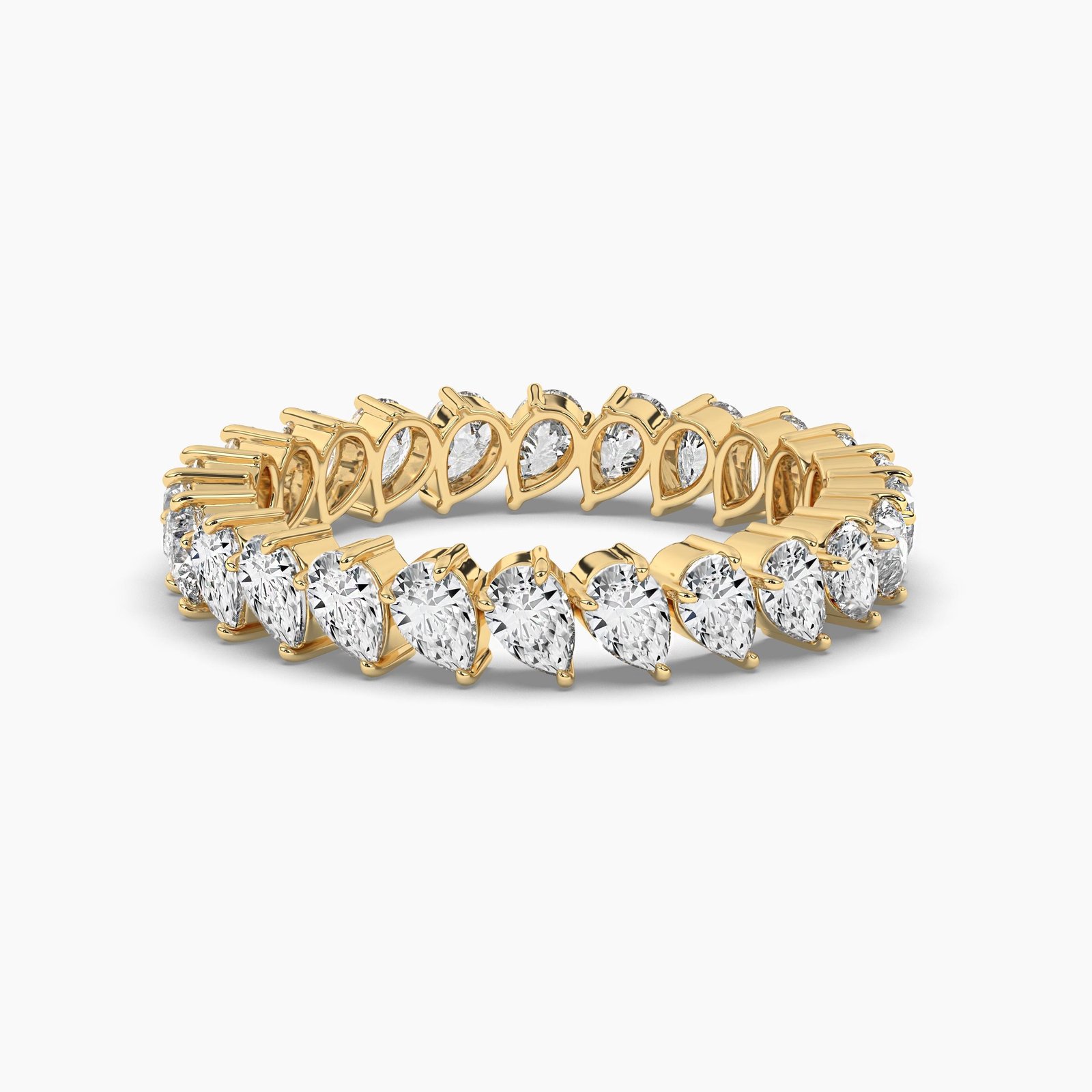 18K Solid Gold 3.33CT Pear Cut Diamond Full Eternity Band Ring 18K Solid Gold 3.33CT Pear Cut Diamond Full Eternity Band Ring