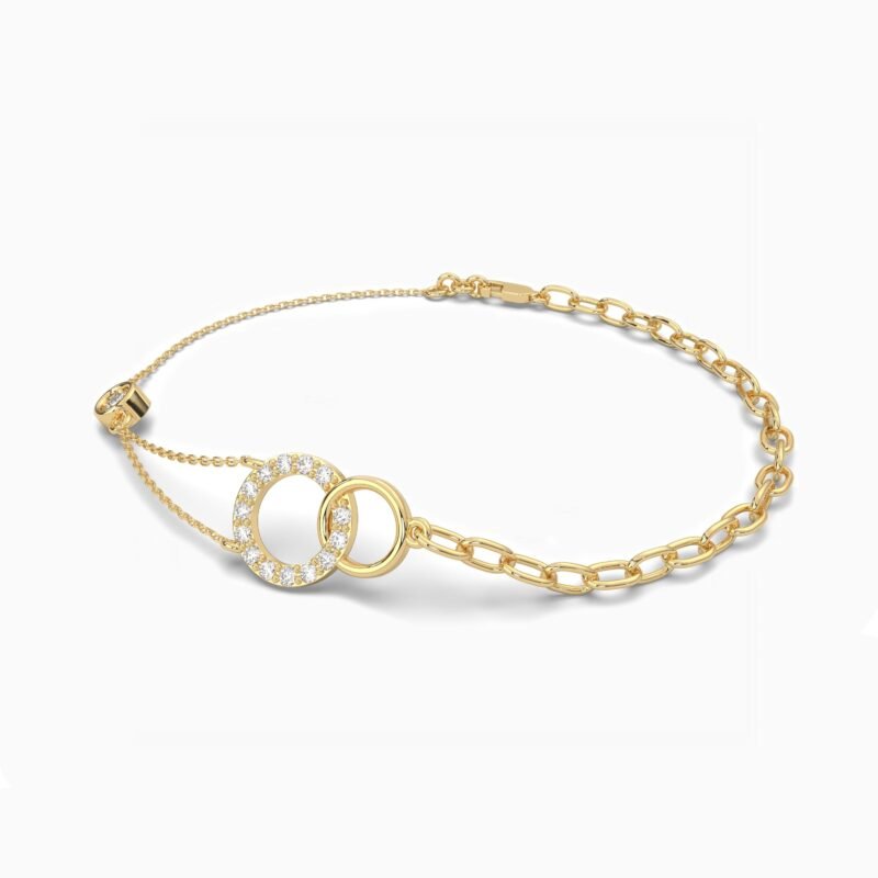 18K Solid Gold 0.25CT Round Diamond Circle Bracelet