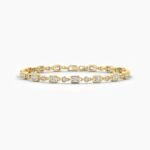 18K Solid Gold 0.46CT Radiant & Round Diamond Tennis Bracelet