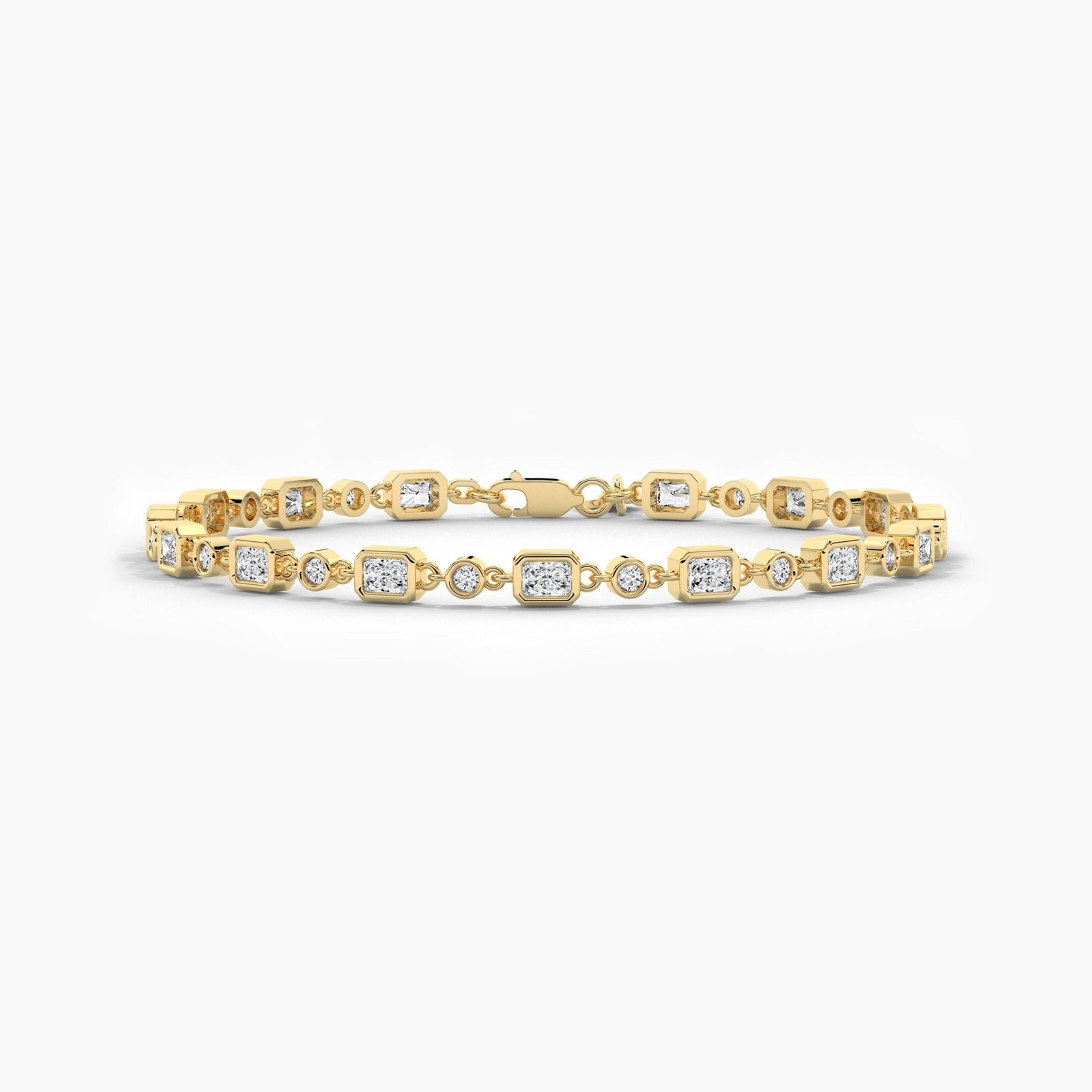 18K Solid Gold 0.46CT Radiant & Round Diamond Tennis Bracelet 18K Solid Gold 0.46CT Radiant & Round Diamond Tennis Bracelet