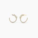 18K Solid Gold 0.50 CT Round Diamond Hoop Earrings