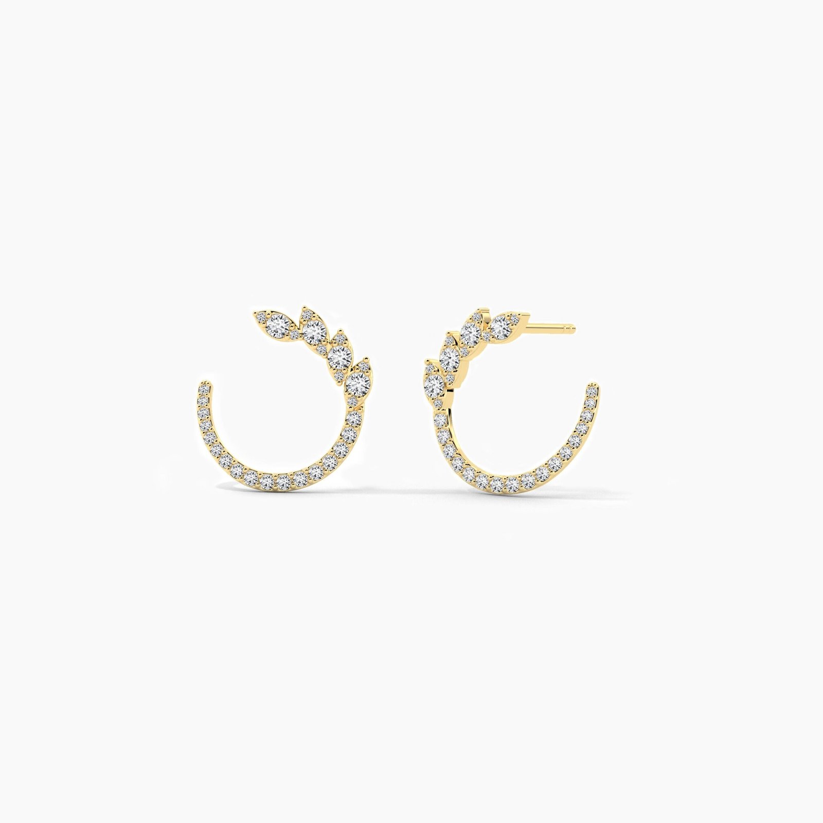 18K Solid Gold 0.50 CT Round Diamond Hoop Earrings 18K Solid Gold 0.50 CT Round Diamond Hoop Earrings