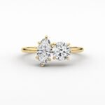 18K Solid Gold 1.50CT Marquise & Round Diamond Toi et Moi Engagement Ring